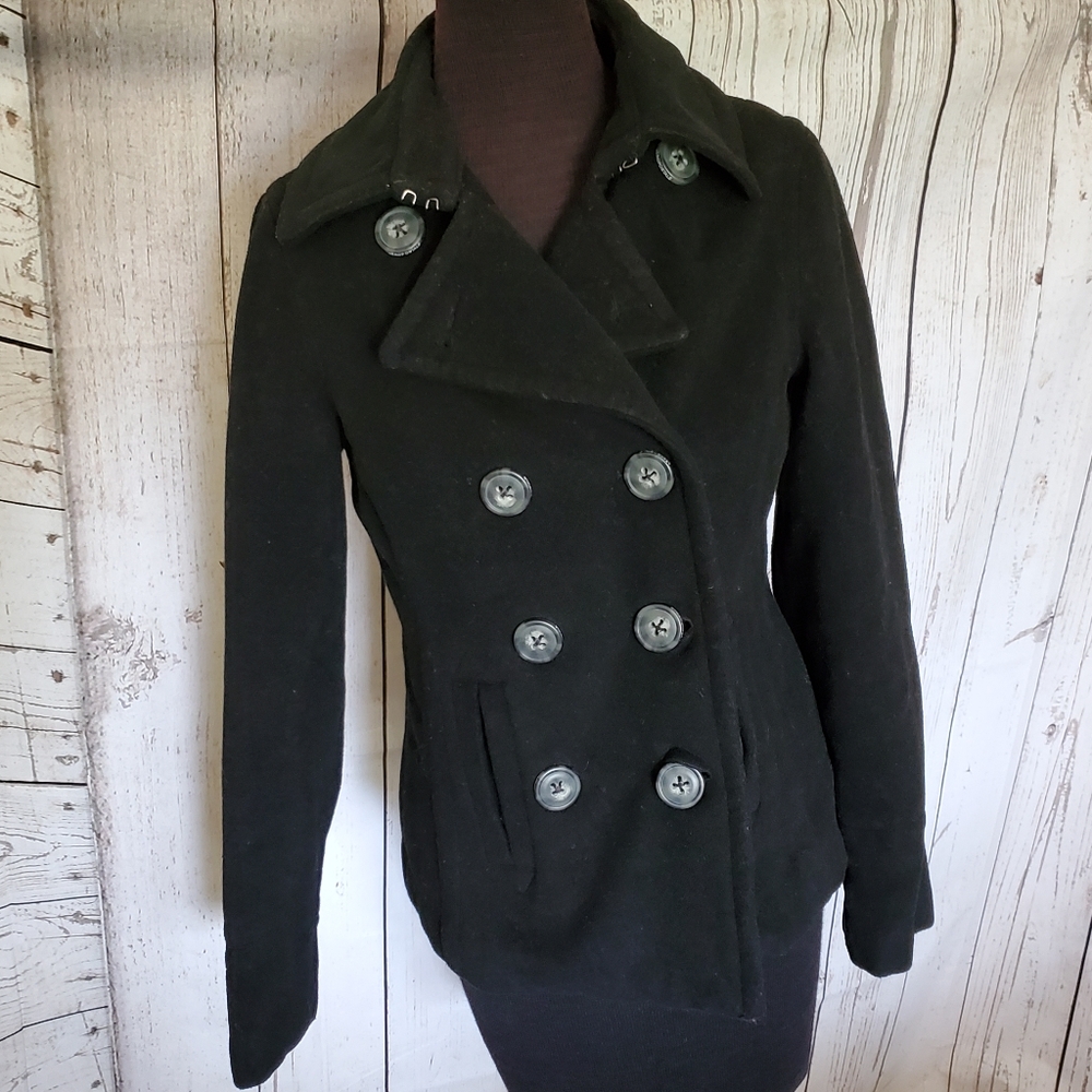 Aeropostale double breasted wool pea coat black S